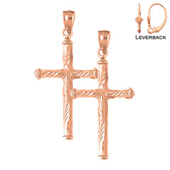 14K or 18K Gold Hollow Latin Cross Earrings