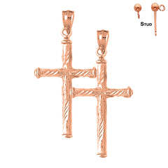 14K or 18K Gold Hollow Latin Cross Earrings