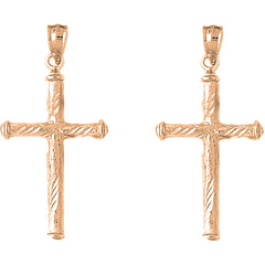 14K or 18K Gold 40mm Hollow Latin Cross Earrings