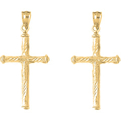 14K or 18K Gold 40mm Hollow Latin Cross Earrings