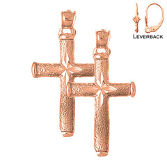 Pendientes de Cruz Latina Hueca de Oro de 14K o 18K