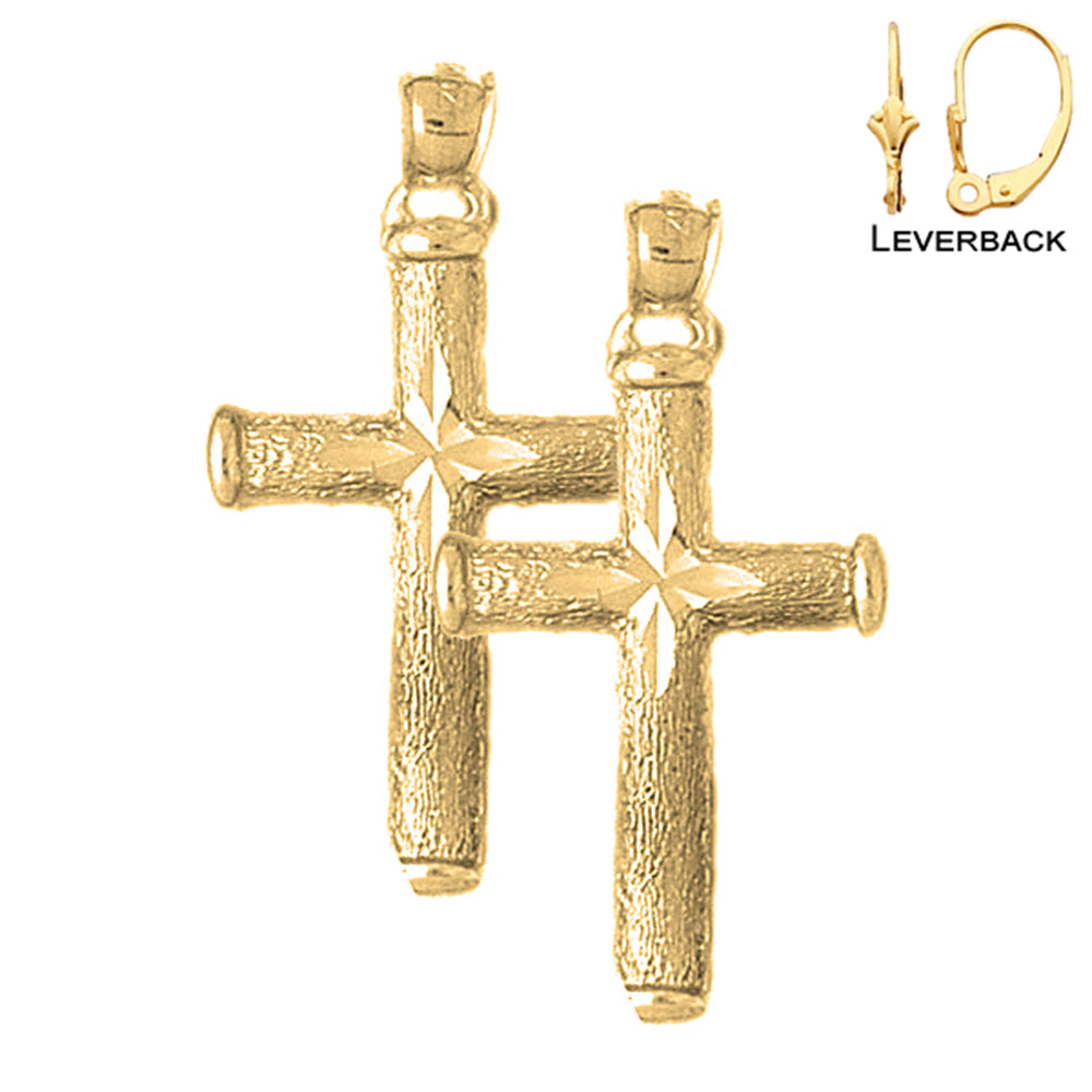 Pendientes de Cruz Latina Hueca de Oro de 14K o 18K