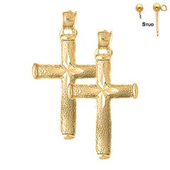 14K or 18K Gold Hollow Latin Cross Earrings