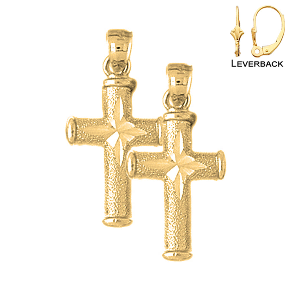 14K or 18K Gold Hollow Latin Cross Earrings