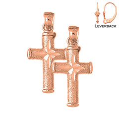 Pendientes de Cruz Latina Hueca de Oro de 14K o 18K