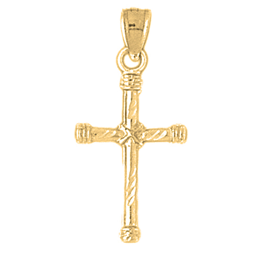 14K or 18K Gold Hollow Roped Cross Pendant