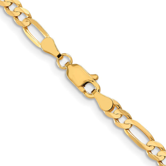 10K Yellow Gold 4mm Concave Figaro Chain