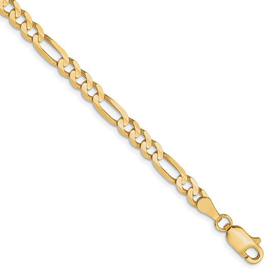 10K Yellow Gold 4mm Concave Figaro Chain