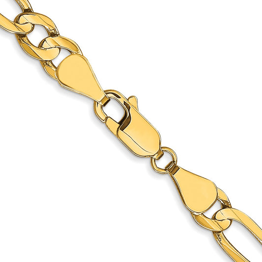 Cadena Figaro cóncava de oro amarillo de 10 quilates de 5,25 mm