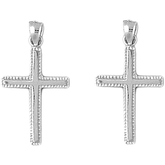 Sterling Silver 27mm Latin Cross Earrings