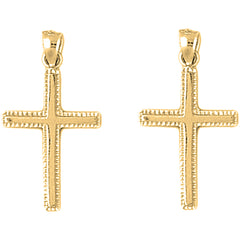 14K or 18K Gold 27mm Latin Cross Earrings