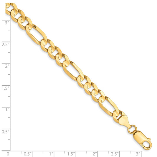 Cadena Figaro cóncava de oro amarillo de 10 quilates de 6,75 mm
