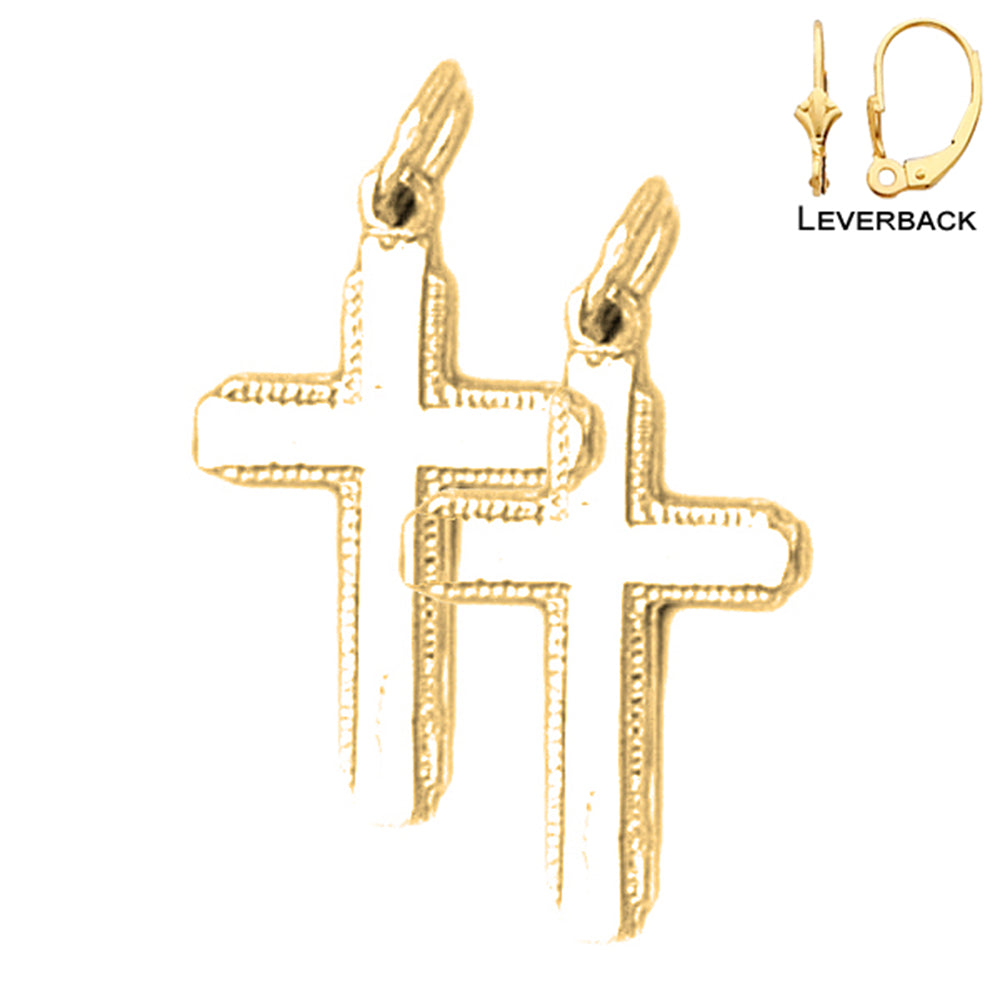 14K or 18K Gold Latin Cross Earrings