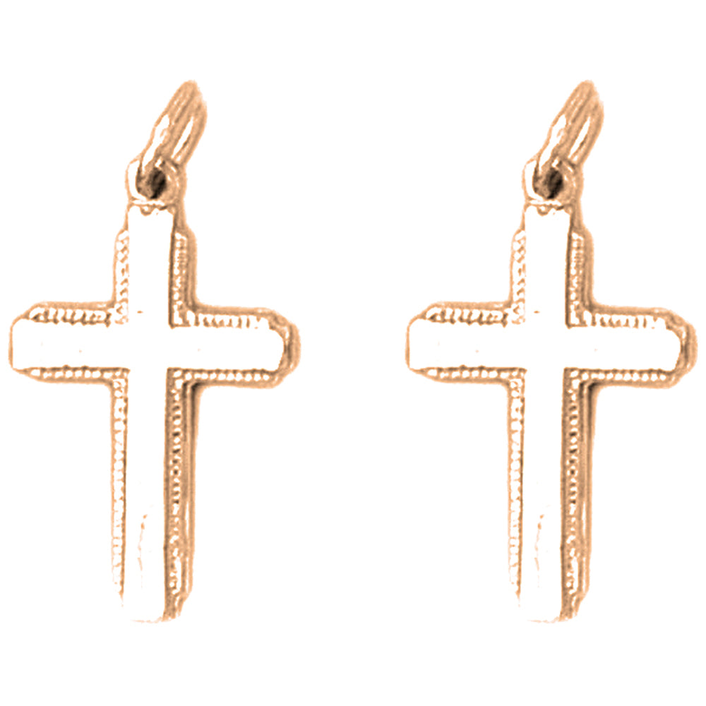 14K or 18K Gold 24mm Latin Cross Earrings