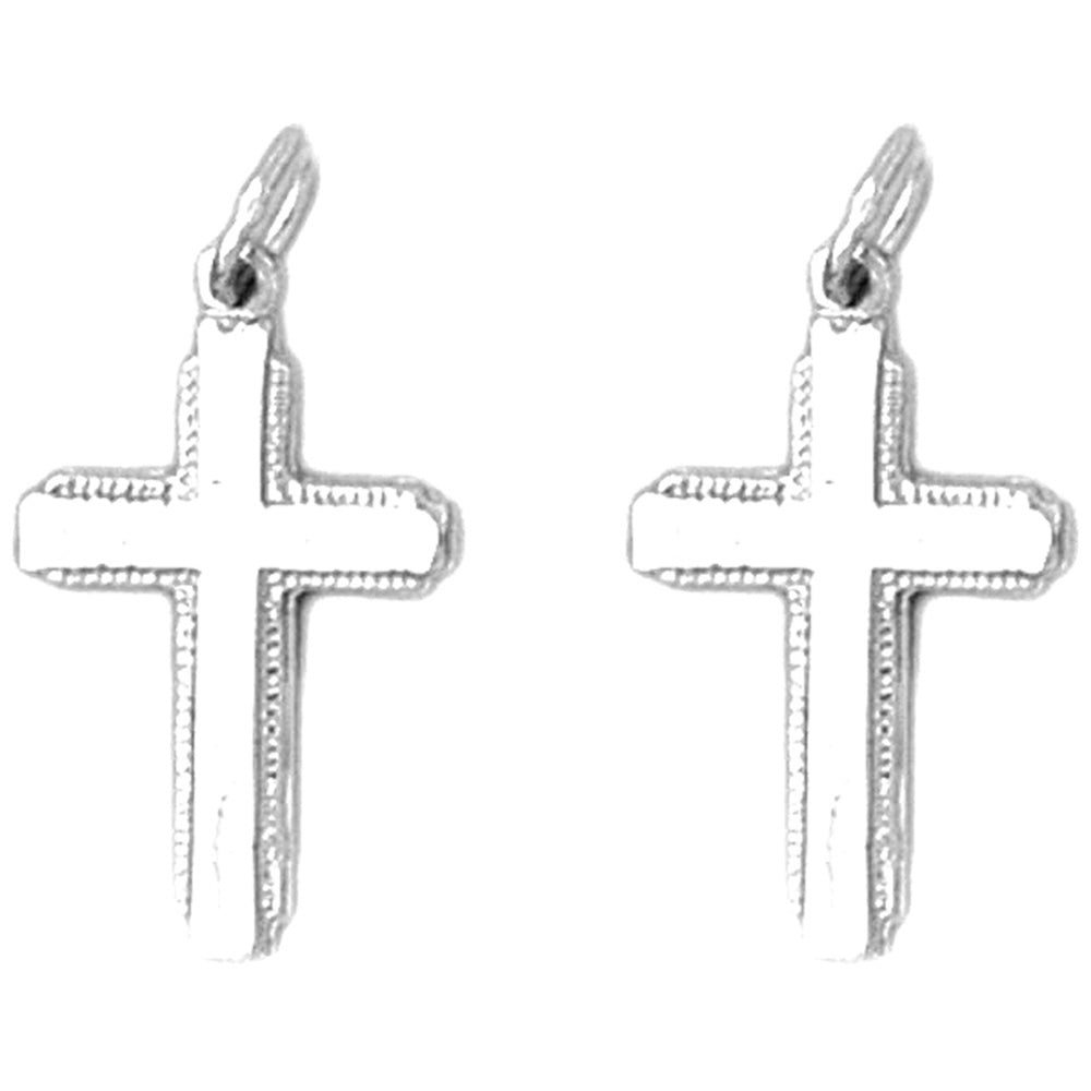 Sterling Silver 24mm Latin Cross Earrings