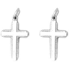 Sterling Silver 24mm Latin Cross Earrings