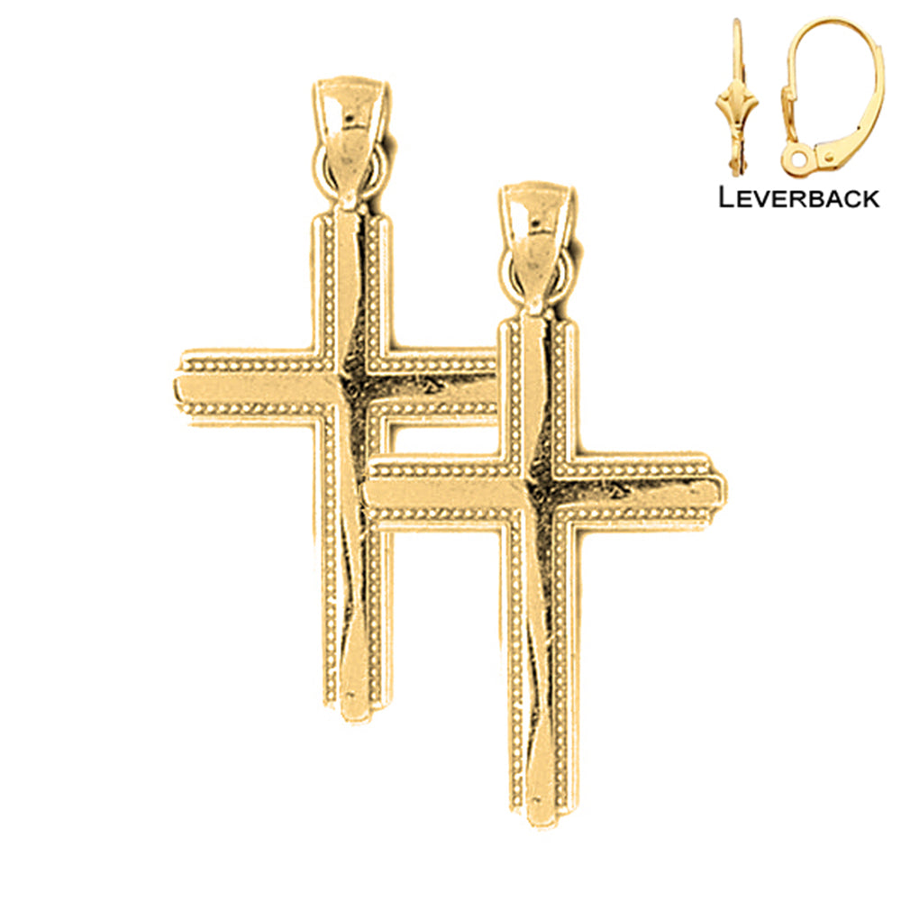 14K or 18K Gold Latin Cross Earrings