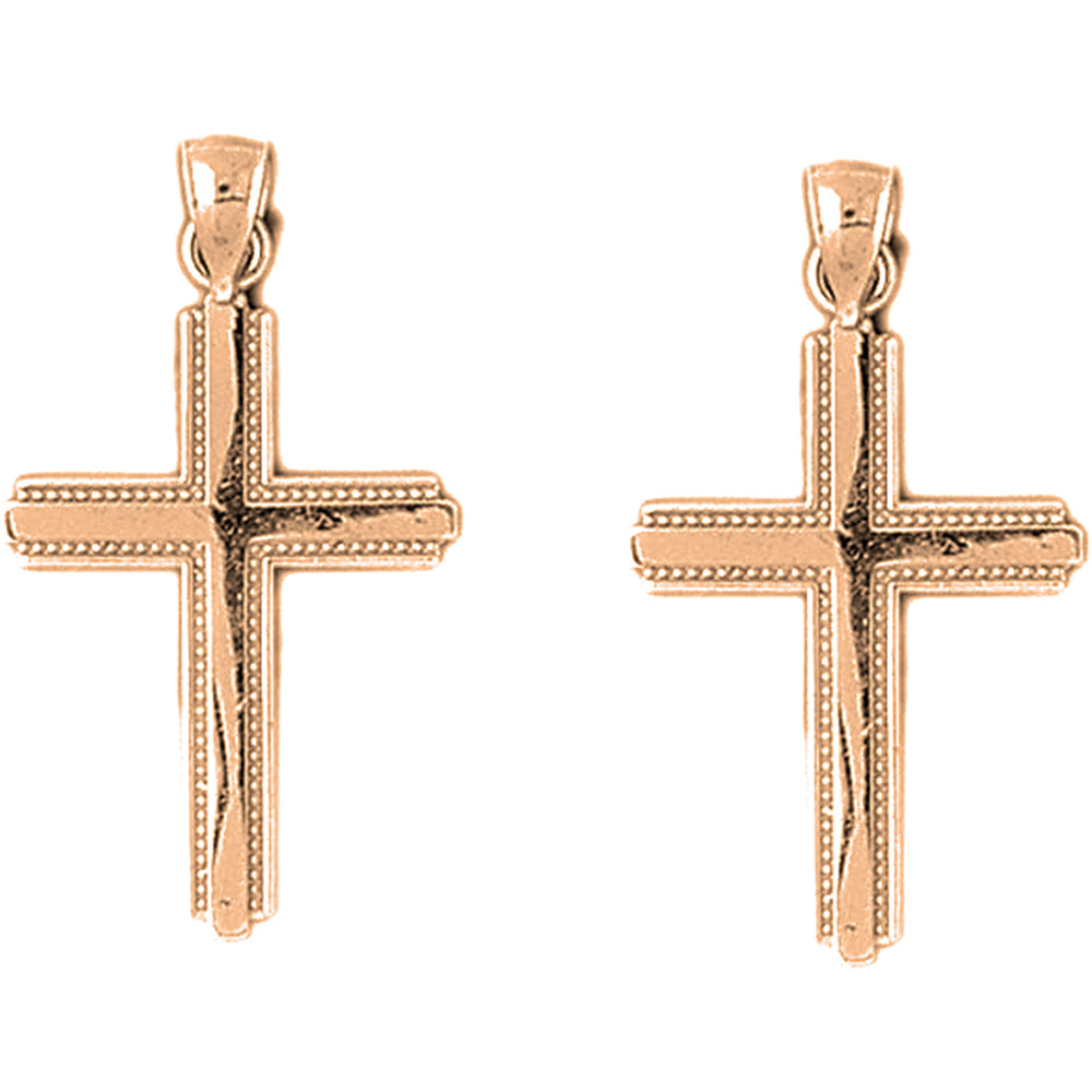 14K or 18K Gold 22mm Latin Cross Earrings