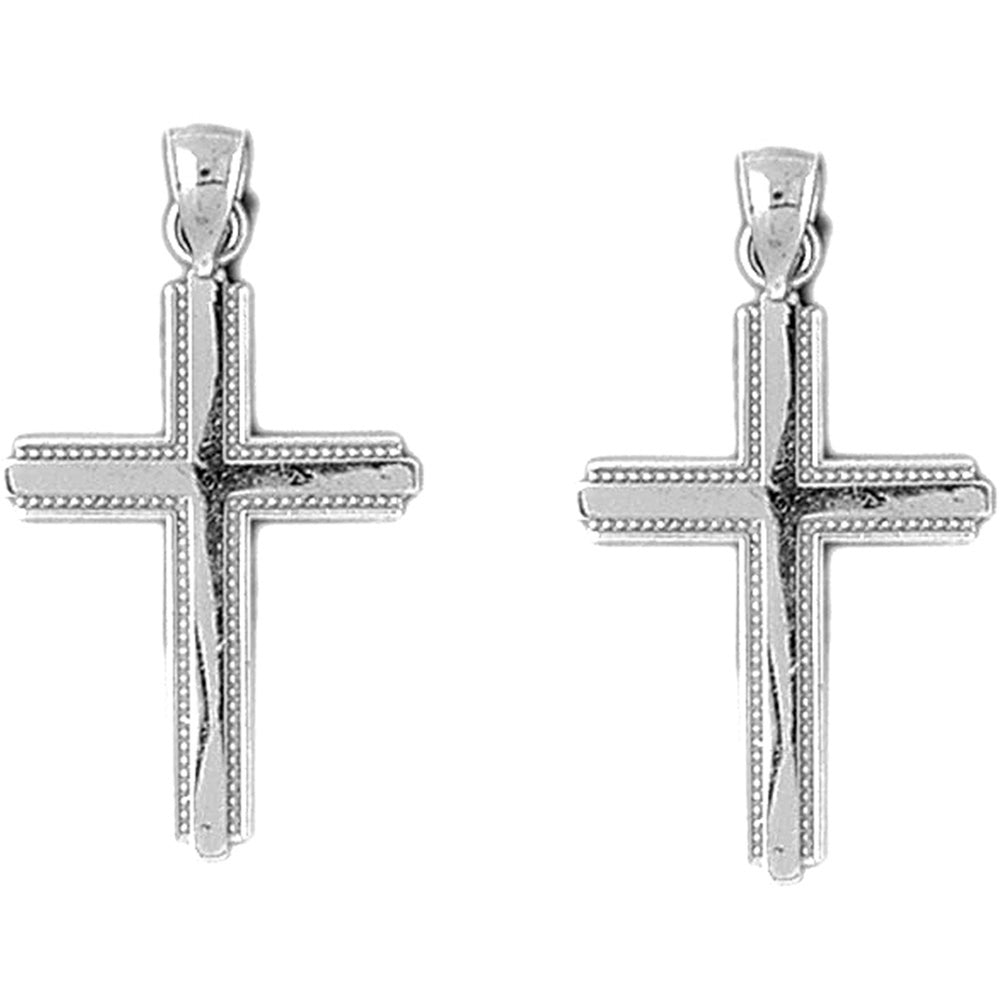 Sterling Silver 22mm Latin Cross Earrings