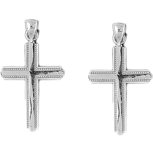 Sterling Silver 22mm Latin Cross Earrings