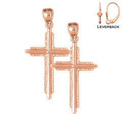 14K or 18K Gold Latin Cross Earrings