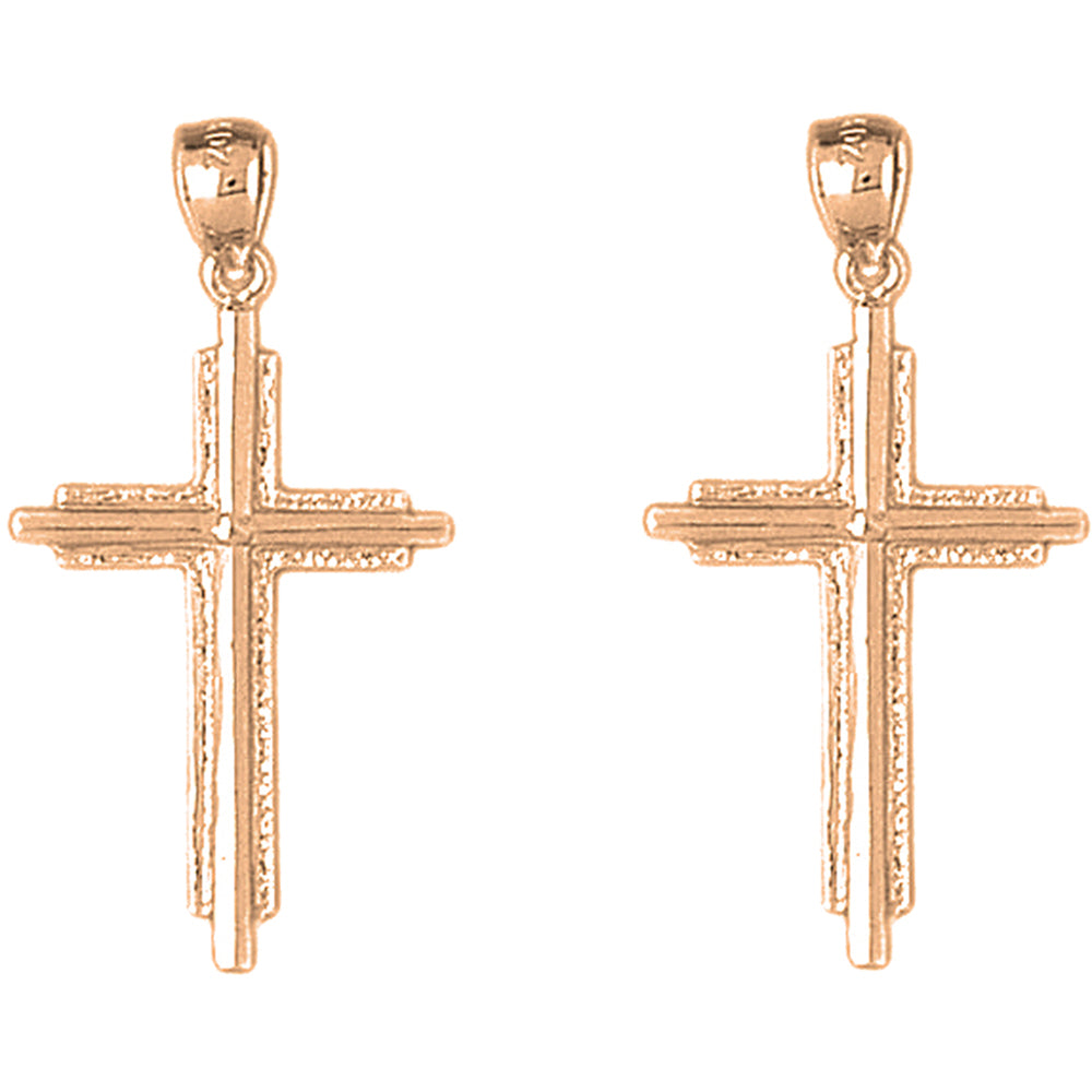 14K or 18K Gold 45mm Latin Cross Earrings