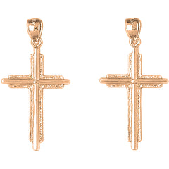 14K or 18K Gold 45mm Latin Cross Earrings