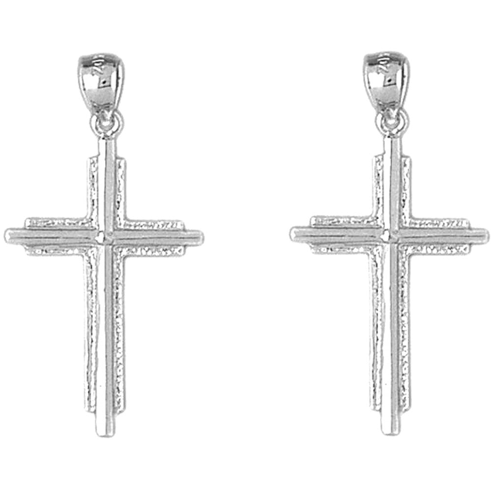 14K or 18K Gold 45mm Latin Cross Earrings