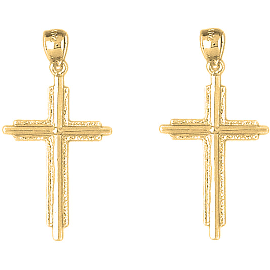 14K or 18K Gold 45mm Latin Cross Earrings