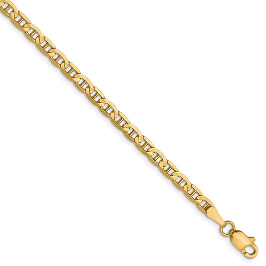 10K Yellow Gold 3mm Concave Anchor Chain