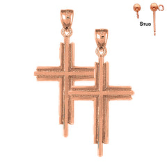 14K or 18K Gold Latin Cross Earrings