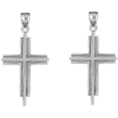 Sterling Silver 45mm Latin Cross Earrings