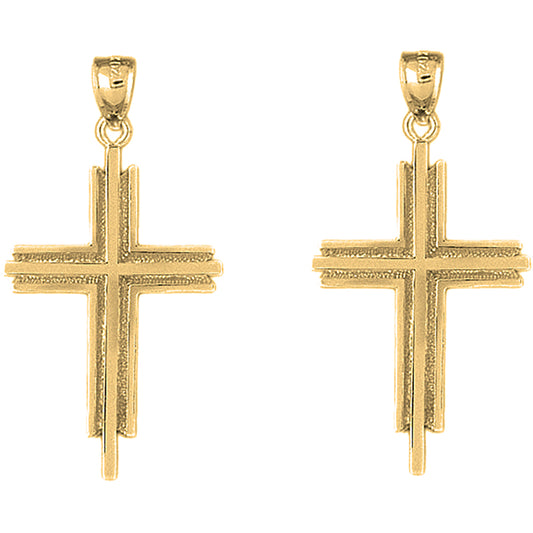 14K or 18K Gold 45mm Latin Cross Earrings