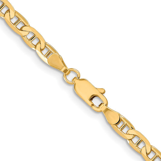 Cadena de ancla cóncava de oro amarillo de 10 quilates de 3,75 mm