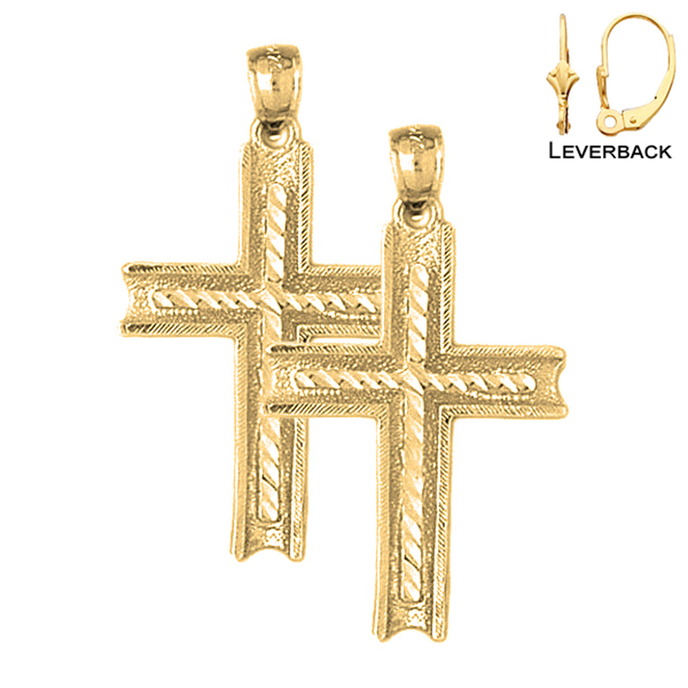 14K or 18K Gold Latin Cross Earrings