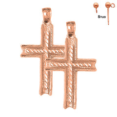 14K or 18K Gold Latin Cross Earrings