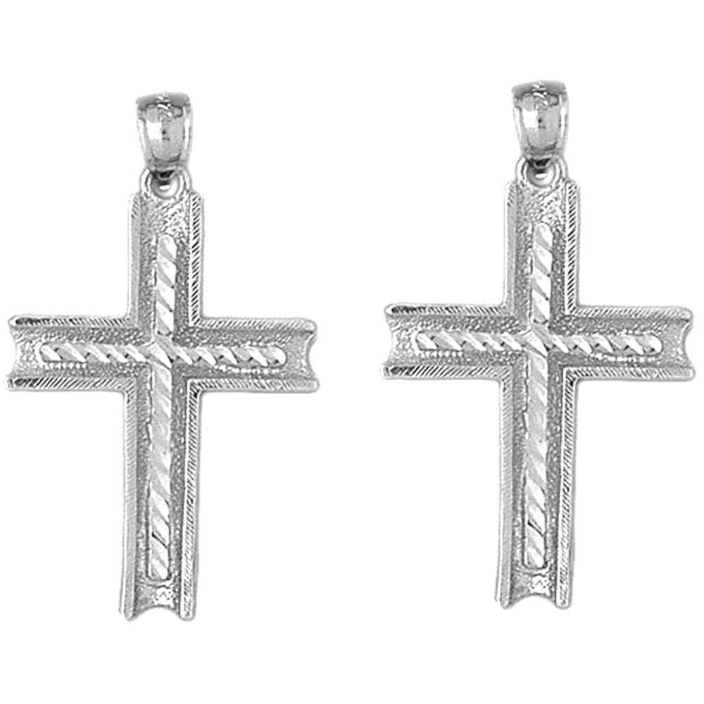 14K or 18K Gold 36mm Latin Cross Earrings