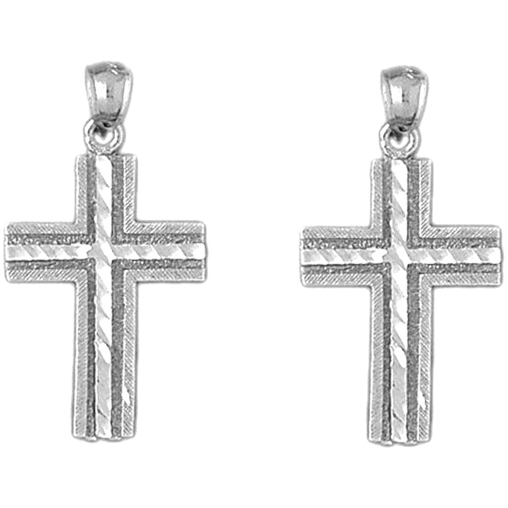 14K or 18K Gold 31mm Latin Cross Earrings