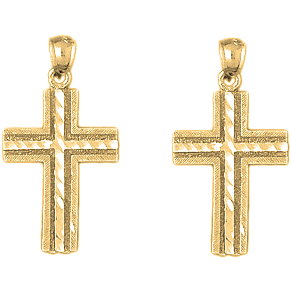 14K or 18K Gold 31mm Latin Cross Earrings