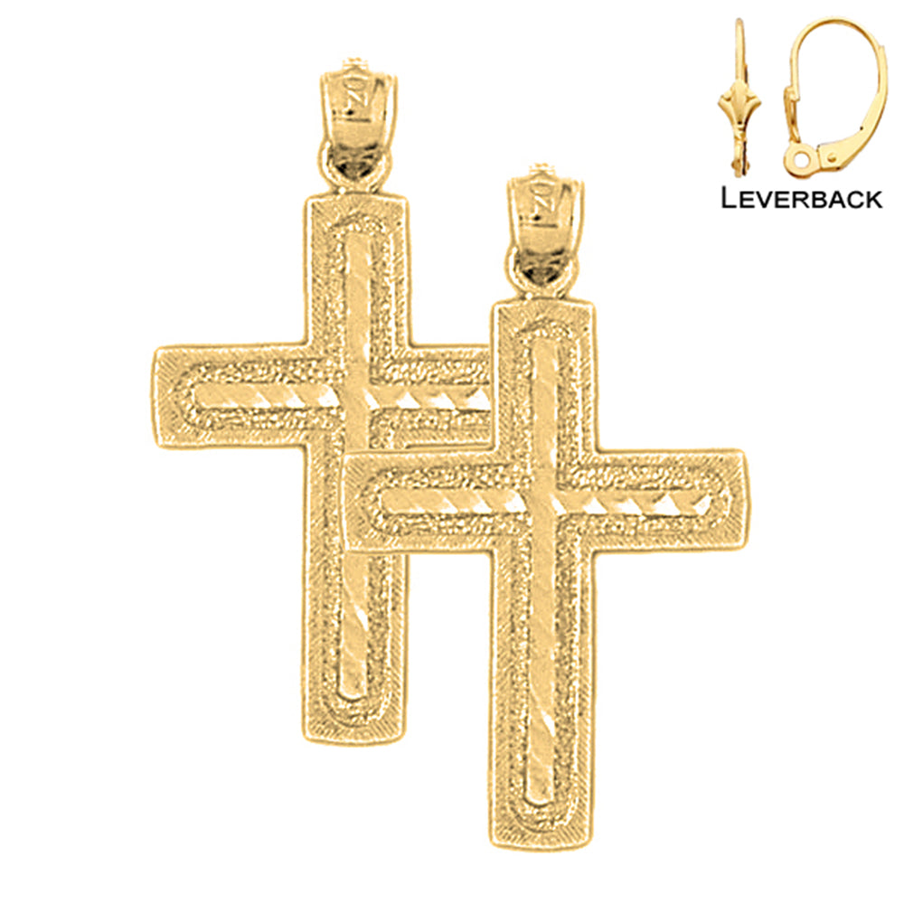 14K or 18K Gold Latin Cross Earrings