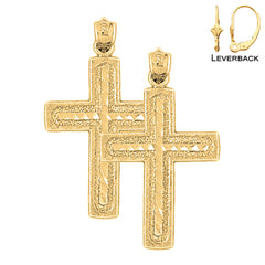 Pendientes de cruz latina de plata de ley de 35 mm (chapados en oro blanco o amarillo)