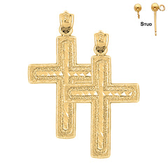Sterling Silver 35mm Latin Cross Earrings (White or Yellow Gold Plated)