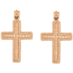 14K or 18K Gold 35mm Latin Cross Earrings