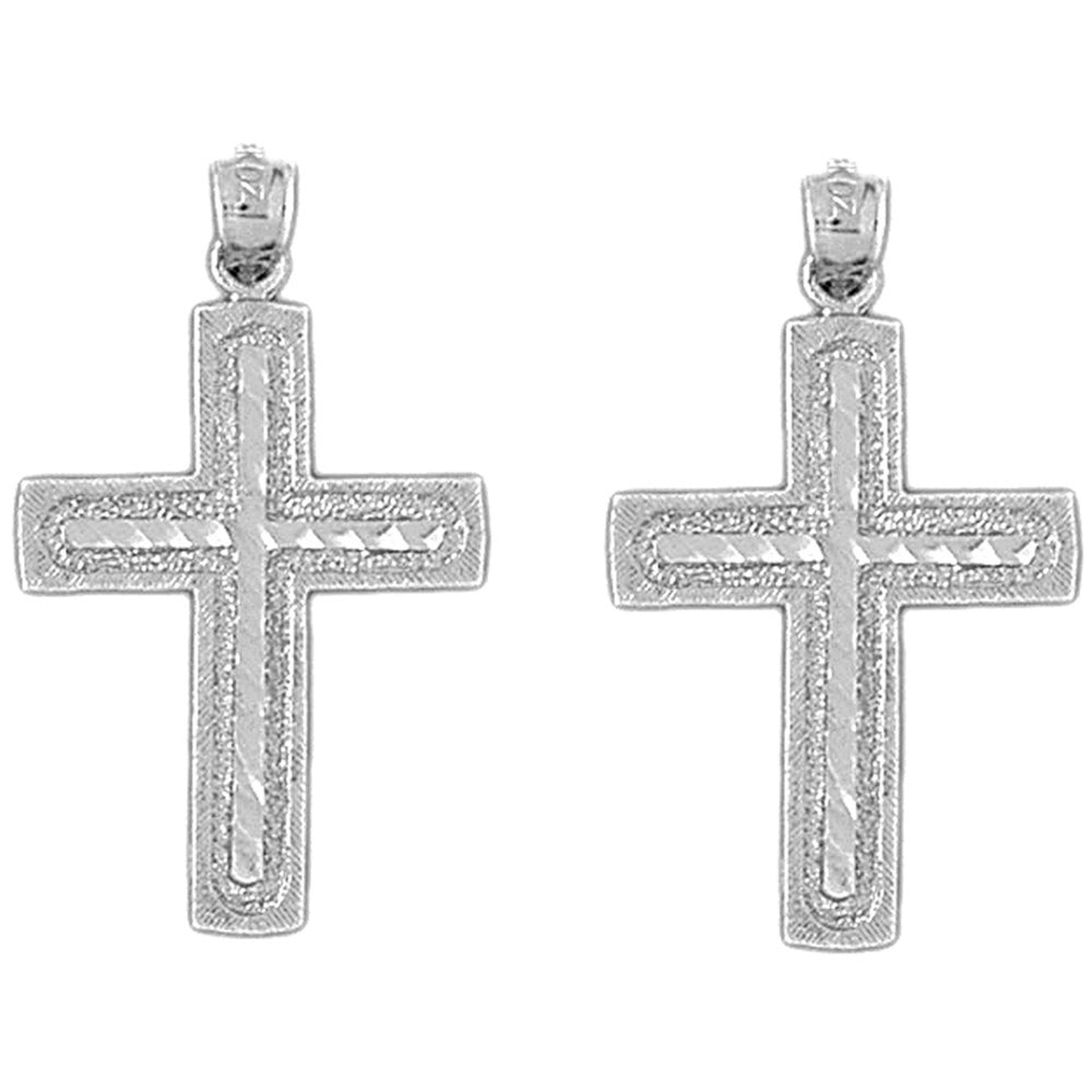 14K or 18K Gold 35mm Latin Cross Earrings