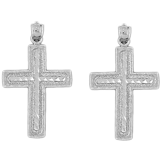 Sterling Silver 35mm Latin Cross Earrings