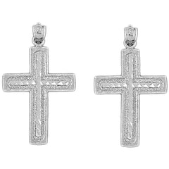 Sterling Silver 35mm Latin Cross Earrings