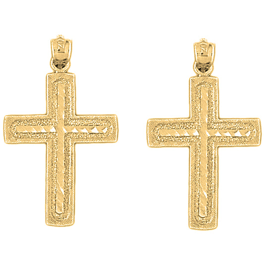 14K or 18K Gold 35mm Latin Cross Earrings