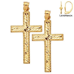 Pendientes de cruz latina de plata de ley de 25 mm (chapados en oro blanco o amarillo)