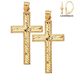 Sterling Silver 25mm Latin Cross Earrings (White or Yellow Gold Plated)