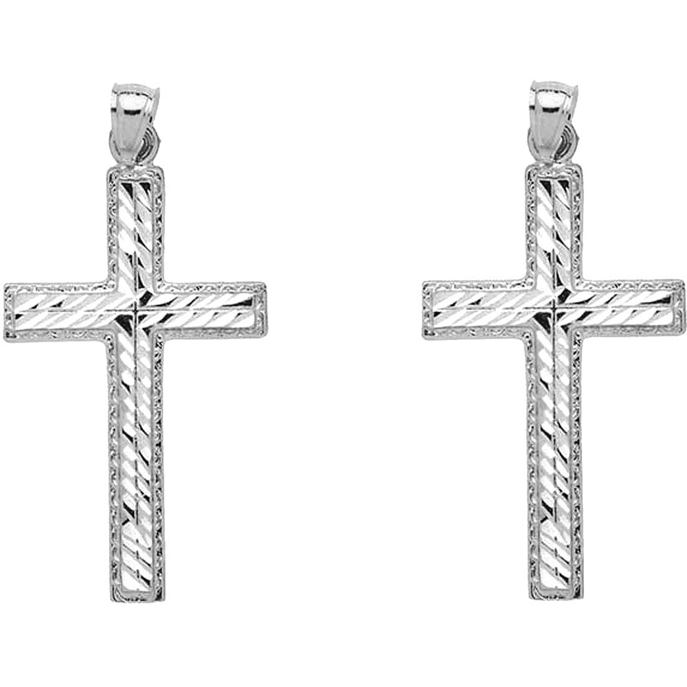 Sterling Silver 25mm Latin Cross Earrings